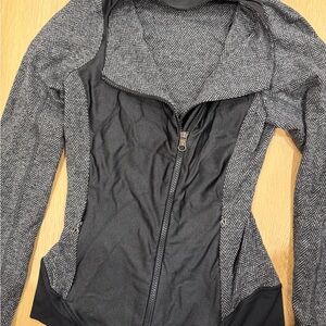 Lululemon Grey Herringbone Zip-Front Jacket